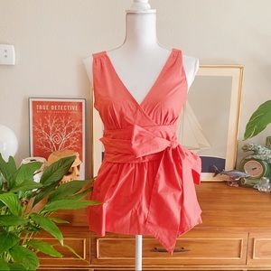 Anthro Viola Salmon wrap tie waist blouse W1368
